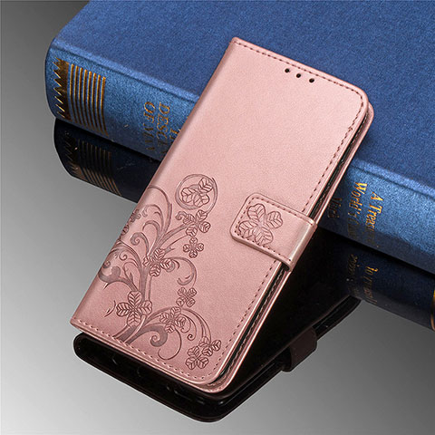 Coque Portefeuille Fleurs Livre Cuir Etui Clapet pour Samsung Galaxy S21 FE 5G Rose