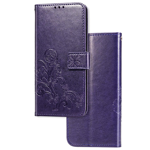 Coque Portefeuille Fleurs Livre Cuir Etui Clapet pour Sony Xperia 1 II Violet