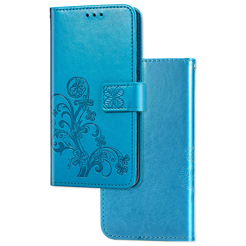 Coque Portefeuille Fleurs Livre Cuir Etui Clapet pour Sony Xperia L3 Bleu