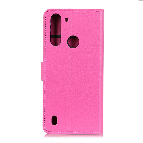 Coque Portefeuille Livre Cuir Etui Clapet A03D pour Motorola Moto One Fusion Rose Rouge