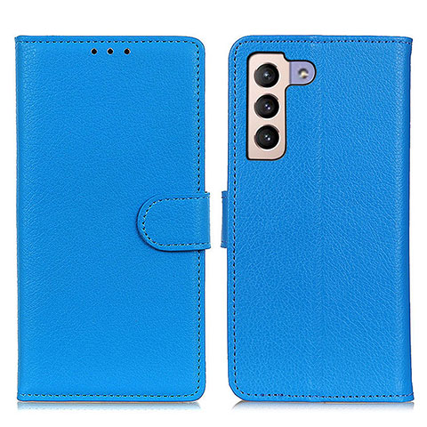 Coque Portefeuille Livre Cuir Etui Clapet A03D pour Samsung Galaxy S22 5G Bleu Ciel