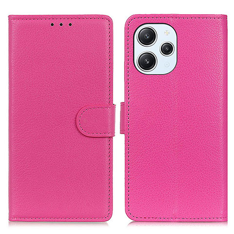 Coque Portefeuille Livre Cuir Etui Clapet A03D pour Xiaomi Redmi 12 4G Rose Rouge