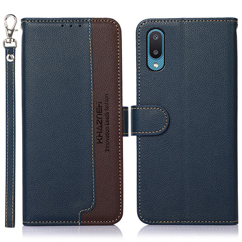Coque Portefeuille Livre Cuir Etui Clapet A09D pour Samsung Galaxy M02 Bleu
