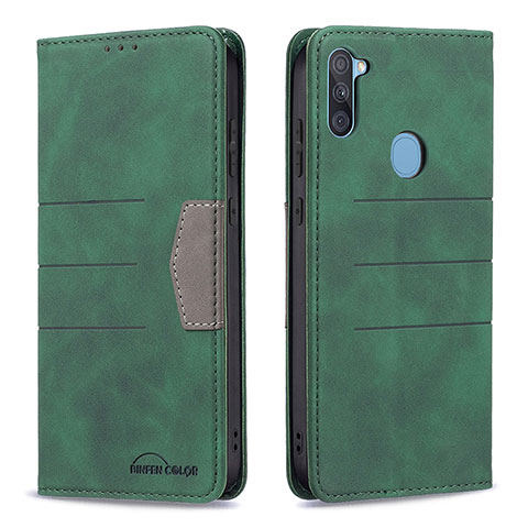 Coque Portefeuille Livre Cuir Etui Clapet B01F pour Samsung Galaxy M11 Vert