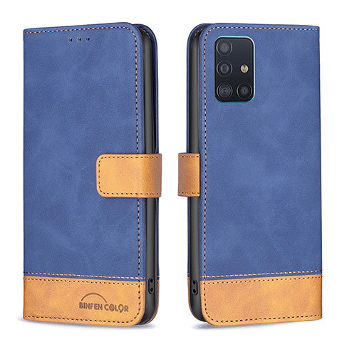Coque Portefeuille Livre Cuir Etui Clapet B02F pour Samsung Galaxy A51 4G Bleu