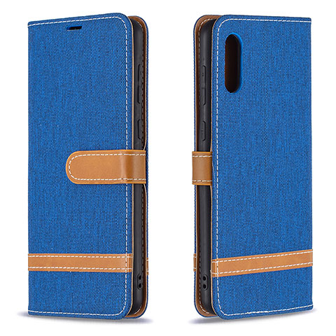 Coque Portefeuille Livre Cuir Etui Clapet B02F pour Samsung Galaxy M02 Bleu