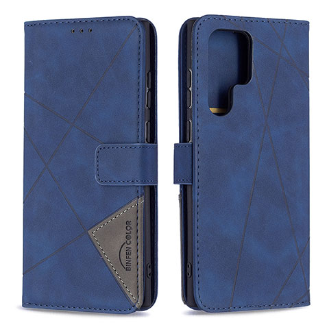 Coque Portefeuille Livre Cuir Etui Clapet B02F pour Samsung Galaxy S23 Ultra 5G Bleu