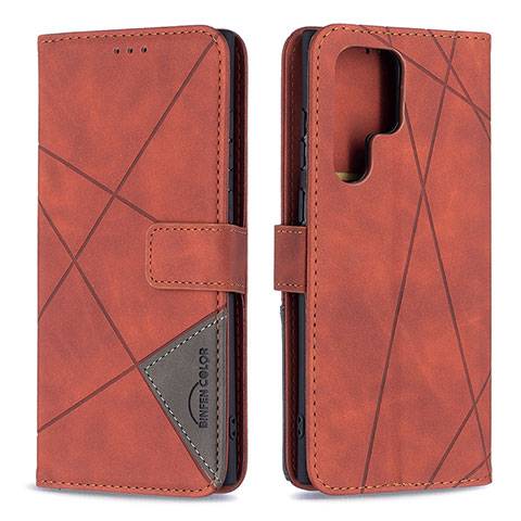 Coque Portefeuille Livre Cuir Etui Clapet B02F pour Samsung Galaxy S23 Ultra 5G Marron