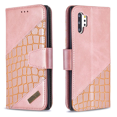 Coque Portefeuille Livre Cuir Etui Clapet B03F pour Samsung Galaxy Note 10 Plus 5G Or Rose