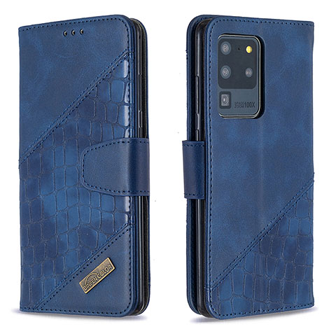 Coque Portefeuille Livre Cuir Etui Clapet B03F pour Samsung Galaxy S20 Ultra 5G Bleu