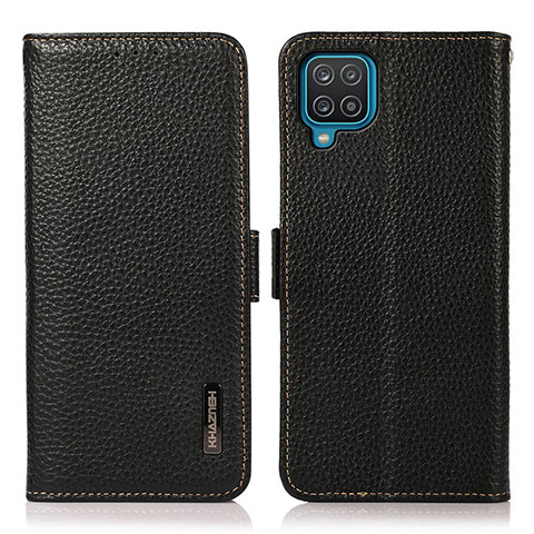 Coque Portefeuille Livre Cuir Etui Clapet B03H pour Samsung Galaxy A12 Noir