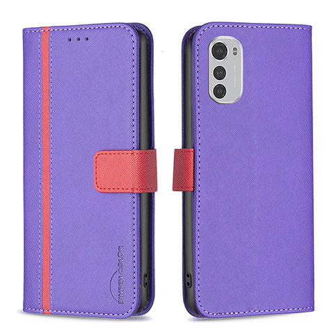 Coque Portefeuille Livre Cuir Etui Clapet B04F pour Motorola Moto E32s Violet