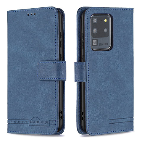 Coque Portefeuille Livre Cuir Etui Clapet B05F pour Samsung Galaxy S20 Ultra Bleu