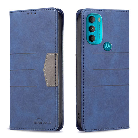 Coque Portefeuille Livre Cuir Etui Clapet B06F pour Motorola Moto G71 5G Bleu