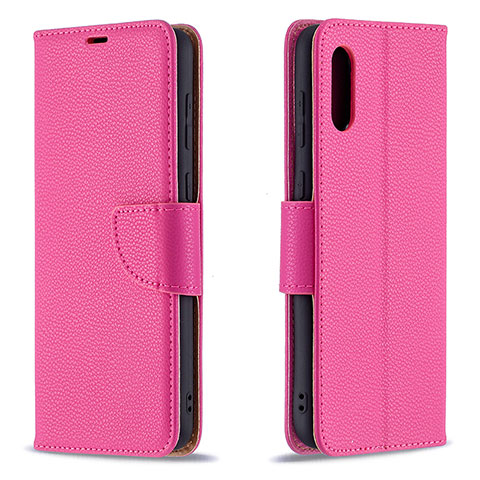 Coque Portefeuille Livre Cuir Etui Clapet B06F pour Samsung Galaxy M02 Rose Rouge