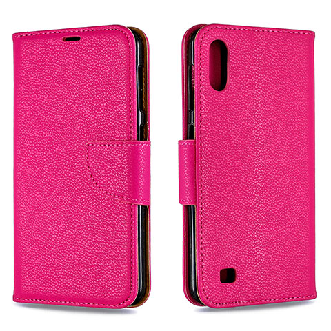 Coque Portefeuille Livre Cuir Etui Clapet B06F pour Samsung Galaxy M10 Rose Rouge