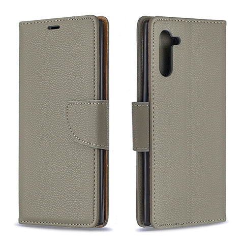 Coque Portefeuille Livre Cuir Etui Clapet B06F pour Samsung Galaxy Note 10 5G Gris