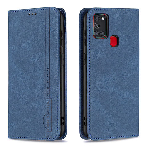Coque Portefeuille Livre Cuir Etui Clapet B15F pour Samsung Galaxy A21s Bleu