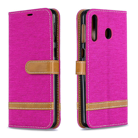 Coque Portefeuille Livre Cuir Etui Clapet B16F pour Samsung Galaxy M30 Rose Rouge