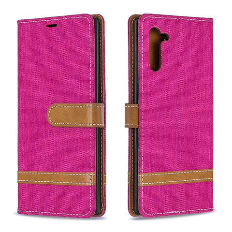 Coque Portefeuille Livre Cuir Etui Clapet B16F pour Samsung Galaxy Note 10 5G Rose Rouge