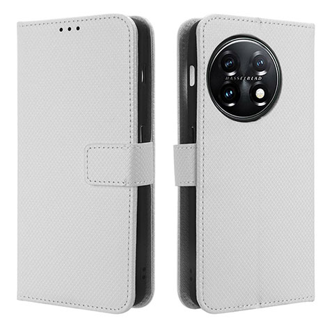 Coque Portefeuille Livre Cuir Etui Clapet BY1 pour OnePlus Ace 2 Pro 5G Blanc