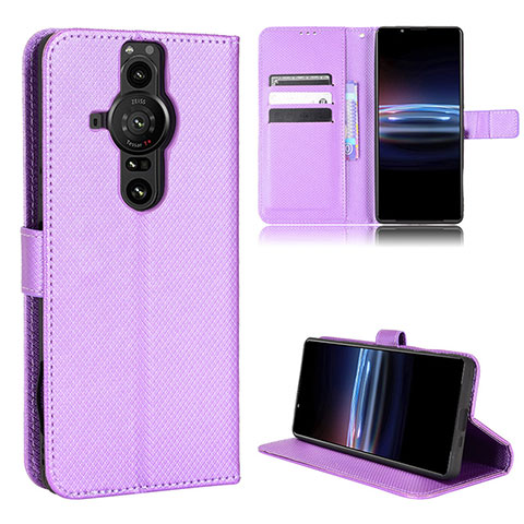 Coque Portefeuille Livre Cuir Etui Clapet BY1 pour Sony Xperia PRO-I Violet