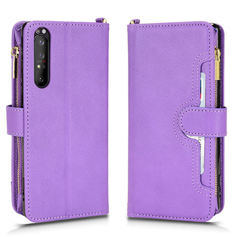 Coque Portefeuille Livre Cuir Etui Clapet BY2 pour Sony Xperia 1 II Violet