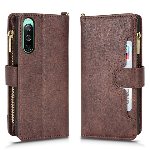 Coque Portefeuille Livre Cuir Etui Clapet BY2 pour Sony Xperia 10 V Marron