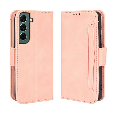 Coque Portefeuille Livre Cuir Etui Clapet BY3 pour Samsung Galaxy S22 5G Rose