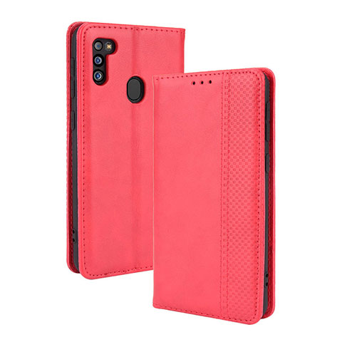 Coque Portefeuille Livre Cuir Etui Clapet BY4 pour Samsung Galaxy M21 (2021) Rouge
