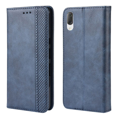 Coque Portefeuille Livre Cuir Etui Clapet BY4 pour Sony Xperia L3 Bleu