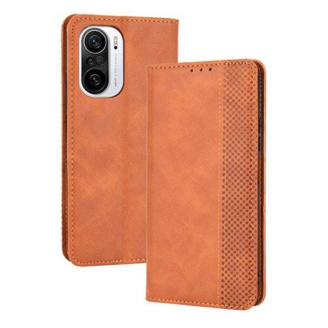 Coque Portefeuille Livre Cuir Etui Clapet BY4 pour Xiaomi Mi 11X Pro 5G Marron