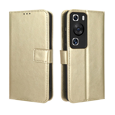 Coque Portefeuille Livre Cuir Etui Clapet BY5 pour Huawei P60 Pro Or