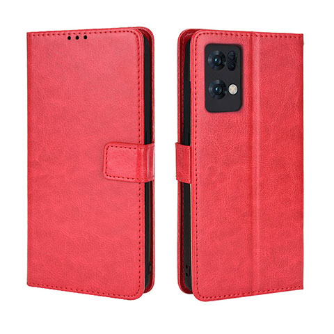 Coque Portefeuille Livre Cuir Etui Clapet BY5 pour Oppo Reno7 Pro 5G Rouge