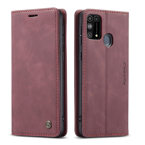 Coque Portefeuille Livre Cuir Etui Clapet C01S pour Samsung Galaxy M21s Vin Rouge