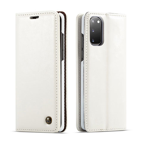 Coque Portefeuille Livre Cuir Etui Clapet C03S pour Samsung Galaxy S20 Blanc