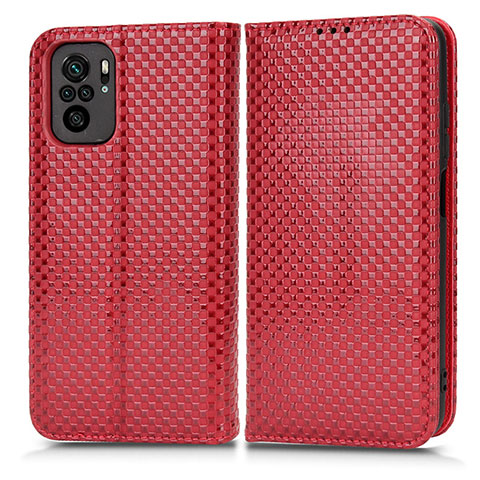 Coque Portefeuille Livre Cuir Etui Clapet C03X pour Xiaomi Redmi Note 10S 4G Rouge