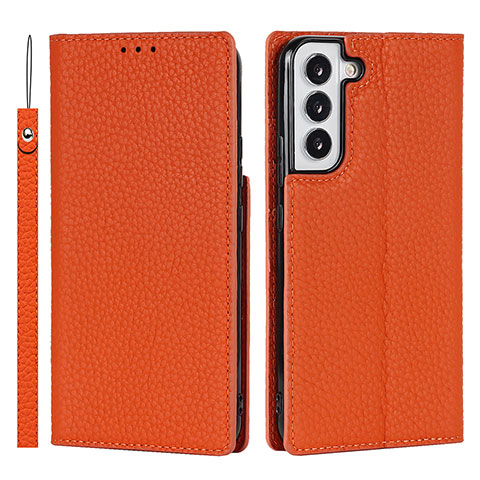 Coque Portefeuille Livre Cuir Etui Clapet D01T pour Samsung Galaxy S22 5G Orange