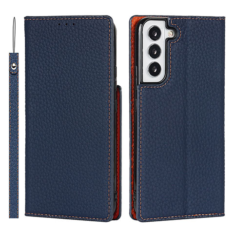 Coque Portefeuille Livre Cuir Etui Clapet D01T pour Samsung Galaxy S22 Plus 5G Bleu