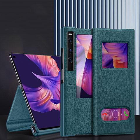 Coque Portefeuille Livre Cuir Etui Clapet DL4 pour Huawei Mate Xs 2 Vert