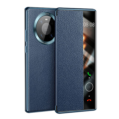 Coque Portefeuille Livre Cuir Etui Clapet F01 pour Huawei Mate 40E 4G Bleu