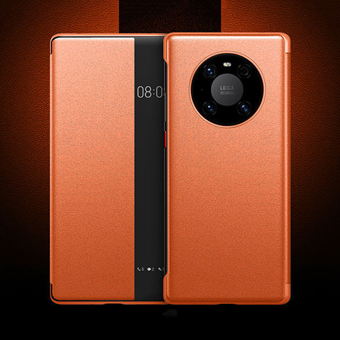 Coque Portefeuille Livre Cuir Etui Clapet F04 pour Huawei Mate 40E Pro 4G Orange