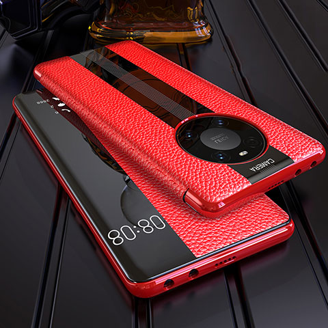 Coque Portefeuille Livre Cuir Etui Clapet F05 pour Huawei Mate 40 Pro Rouge
