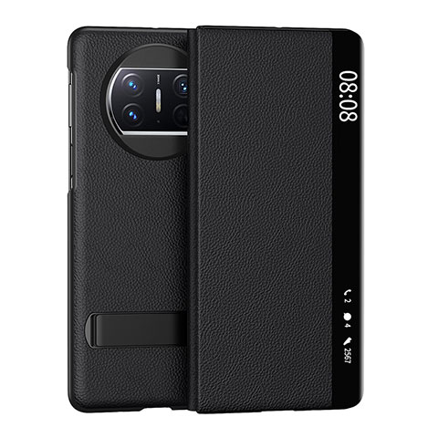 Coque Portefeuille Livre Cuir Etui Clapet GS1 pour Huawei Mate X3 Noir