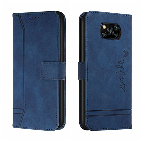 Coque Portefeuille Livre Cuir Etui Clapet H01X pour Xiaomi Poco X3 Bleu
