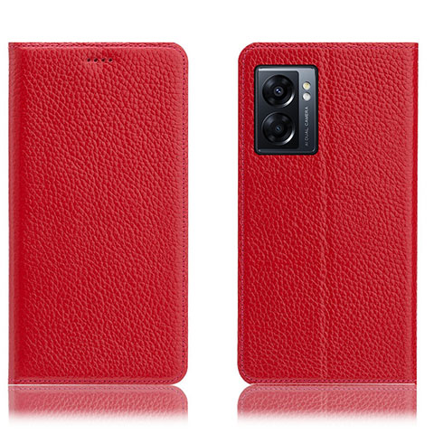 Coque Portefeuille Livre Cuir Etui Clapet H02P pour Oppo A56S 5G Rouge