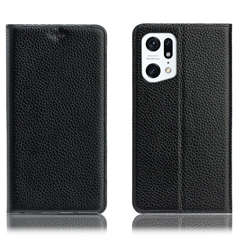 Coque Portefeuille Livre Cuir Etui Clapet H02P pour Oppo Find X5 5G Noir