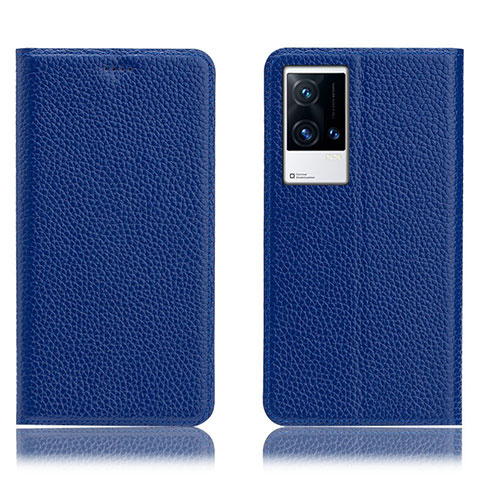 Coque Portefeuille Livre Cuir Etui Clapet H02P pour Vivo iQOO 8 Pro 5G Bleu