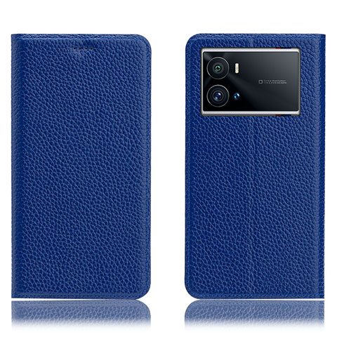 Coque Portefeuille Livre Cuir Etui Clapet H02P pour Vivo iQOO 9 5G Bleu