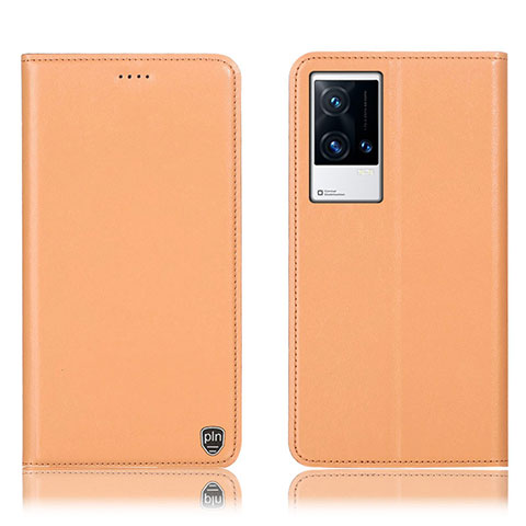 Coque Portefeuille Livre Cuir Etui Clapet H04P pour Vivo iQOO 8 Pro 5G Orange